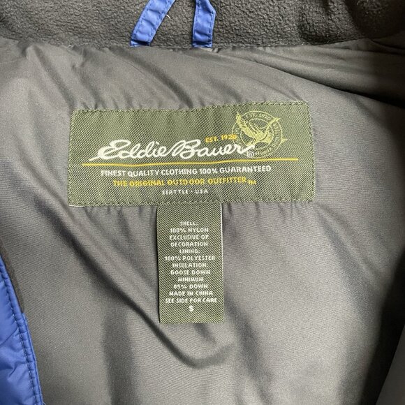 EDDIE BAUER PUFFER VEST PLEATED GOOSE DOWN 700 FILL POWER MENS S BLUE OUTDOORS - Picture 5 of 11